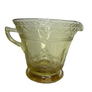 Creamer Federal Depression Glass Madrid Footed Yellow Cup Vintage Cottage Core
